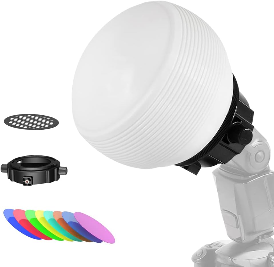 Photography Lighting Flash Diffuser Set, LENSGO Professional Flash Kit Flash Diffuser Modifier Bundle Diffusion Dome for All Square and Round Head Lights for Superior Light Control(D25)