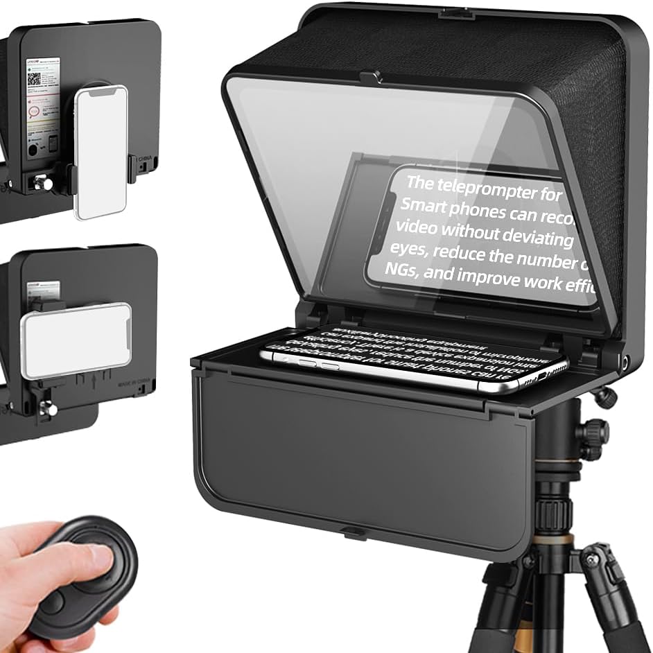 LENSGO TC7S Portable Teleprompter for Phone, 9.7 inches One-Second Fold Mini Teleprompter with Remote Control,App Compatible with iPhone & Android for Online Teaching Vlog Live Streaming Interview
