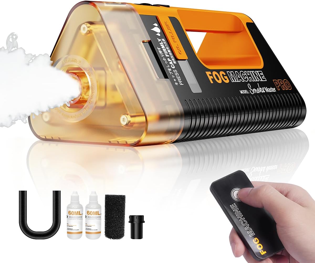 Rechargeable Portable Fog Machine,LENSGO SMOKE MASTER PRO 100W Handheld Smoke Machine,Outdoor Remote Control Indoor for Photography,Halloween, Party,Stage Effects, Disinfection or Weddings
